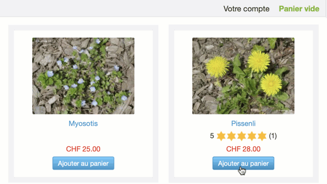 Rester sur la page après l'ajout au panier